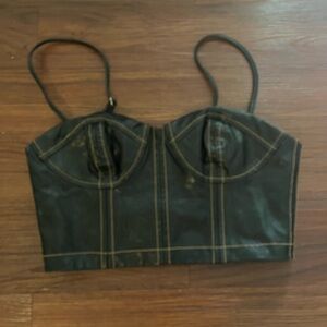 Emory Park Piping Detail Spaghetti Strap Crop Top Small